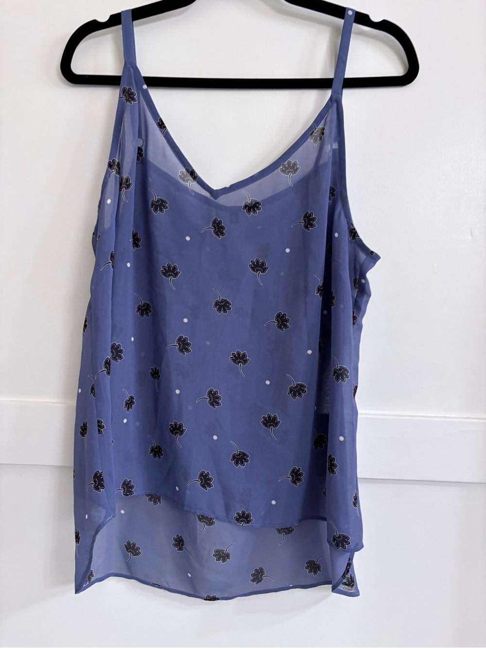Blue Floral Sheer Spaghetti-Strap Tank Top - Women
